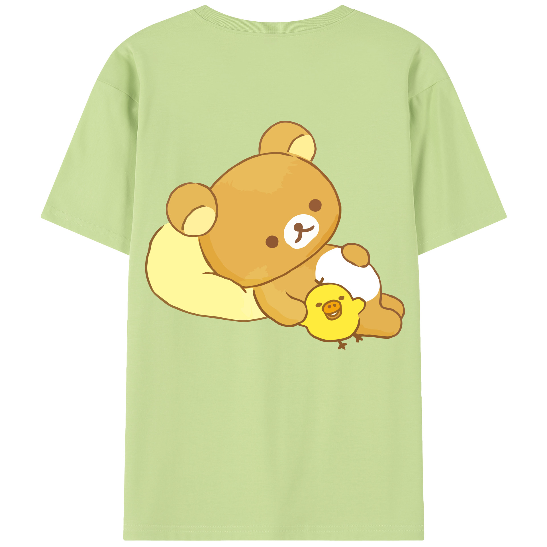 （画像用） リラックマ リラックマ キイロイトリ Rilakkuma Korilakkuma Kiiroitori 綿100％半袖Tシャツ（背面プリント）